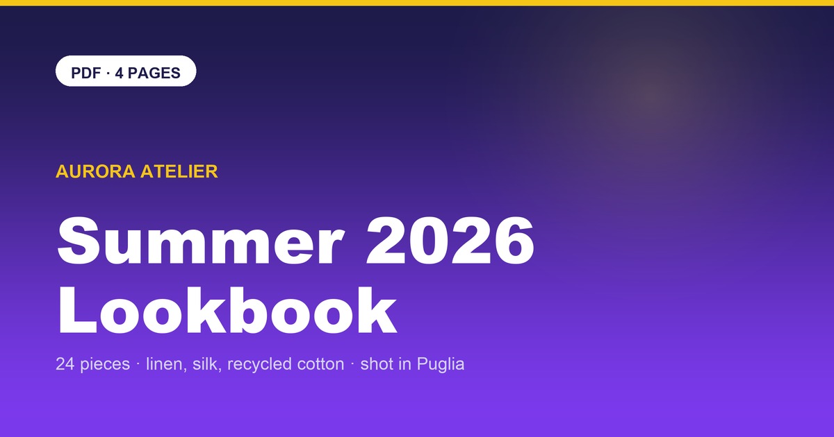 Summer 2026 Lookbook cover — tap to open the PDF
